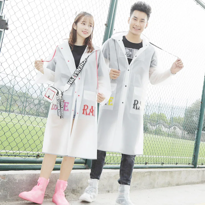 Прозрачный плащ дождевик Yuding с капюшоном для мужчин и женщин непромокаемое пончо