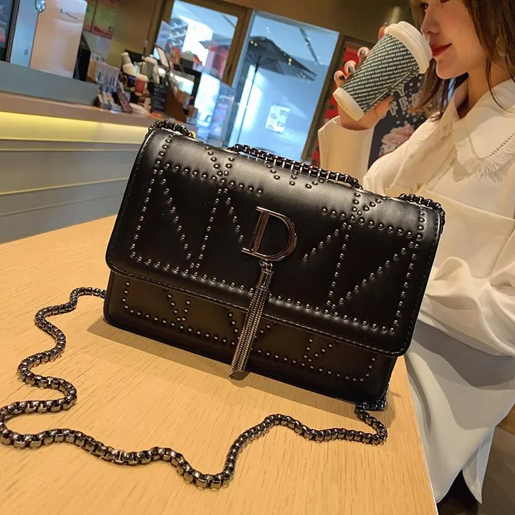 Черная Модная брендовая дизайнерская женская сумка через плечо из