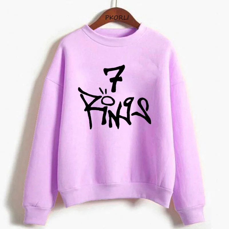 

Ariana Grande 7 Rings Crewneck Sweatshirt Women Felame Seven Rings Hoodie Harajuku Pullover Streetwear Fleece Winter Clothes Top