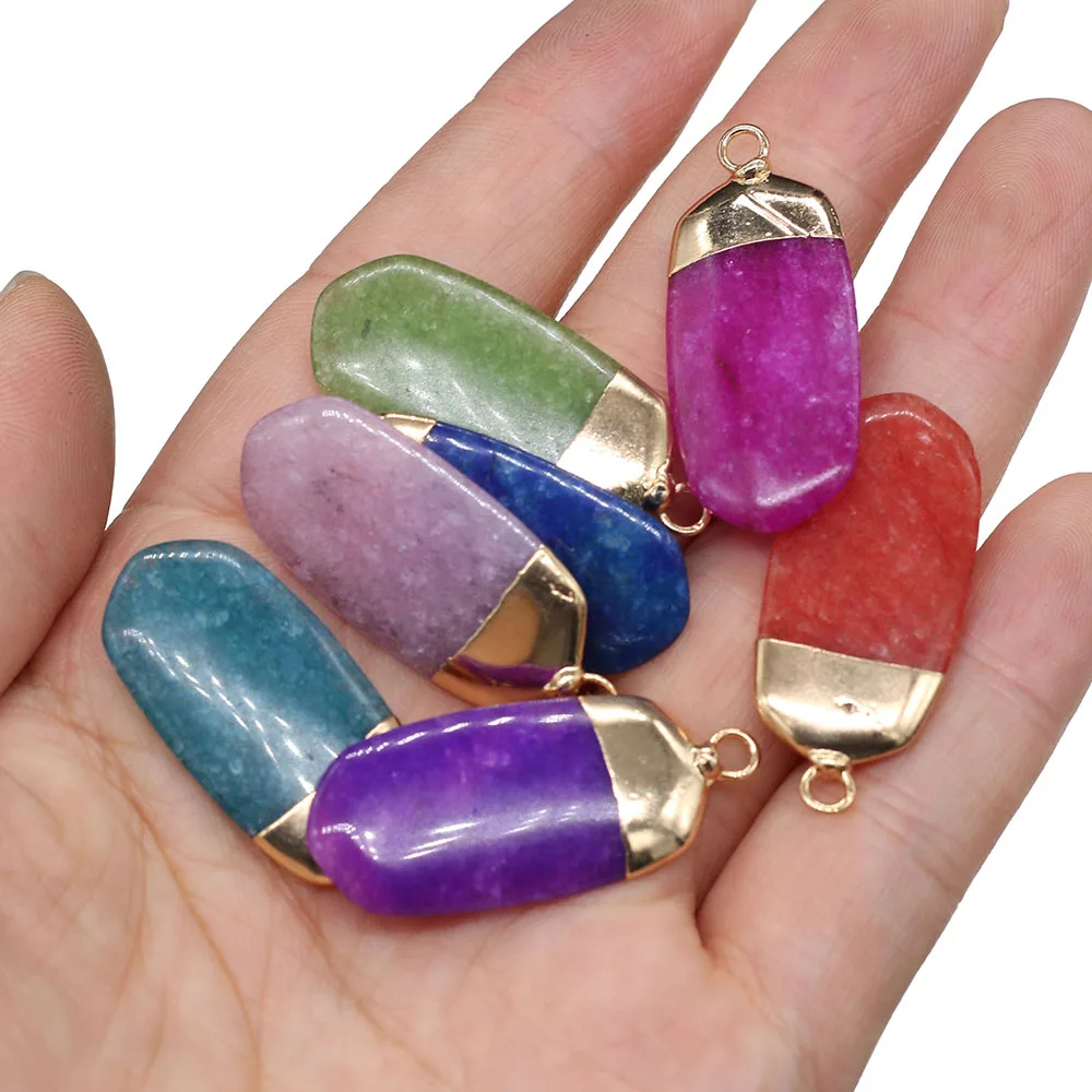 

1pcs Natural Stone Pendant Rectangle White Stone Mixed Color for Jewelry Making Bracelet Necklace Accessories Size 15x35mm