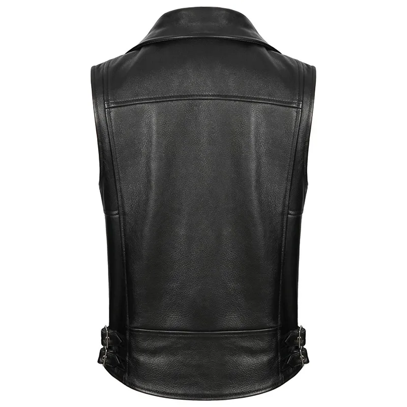 Жилет Байкерский мужской из натуральной кожи классический винтажный утепленный