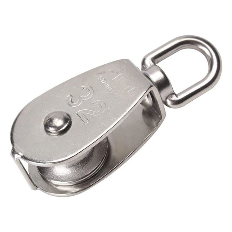 

4 Pcs M32 Single Pulley Block, 304 Stainless Steel Pulley Hook, Lifting Wheel Fixed Pulley, for Wire Rope Loading