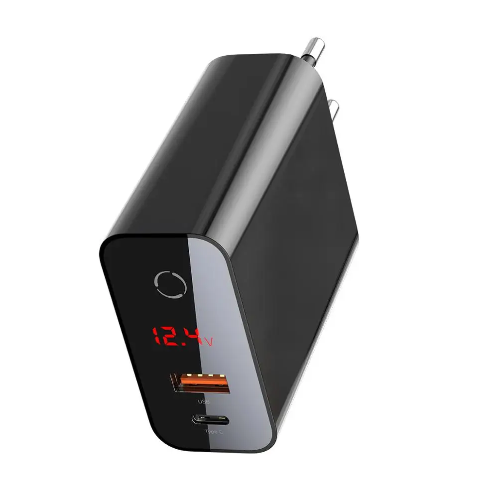 Baseus 45 Вт ЖК-дисплей USB зарядное устройство с быстрой зарядкой 4,0 3,0 для Redmi Note 7 QC3.0 PD быстрое зарядное устройство для телефона для iPhone 11 Pro Max - Тип штекера: QC4.0 Charger Black