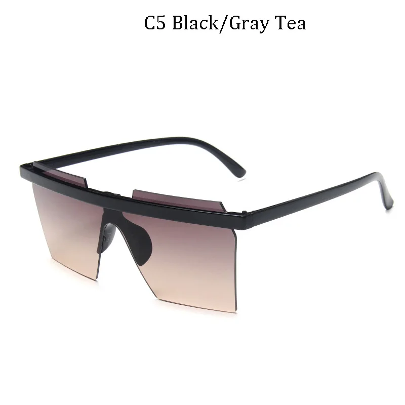 

2020 New Oversized men Blue Sunglasses Women Luxury Brand Rimless Sun Glasses For Female Conjoined Fashion Square Glasses