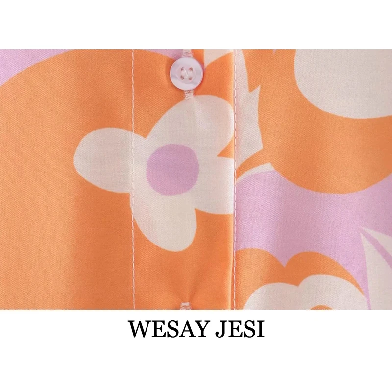 

WESAY JESI 2021 Spring New Tops Flower Print Lapel Long Sleeve Button Loose Shirt Fashion Casual Retro Temperament Commuter Top