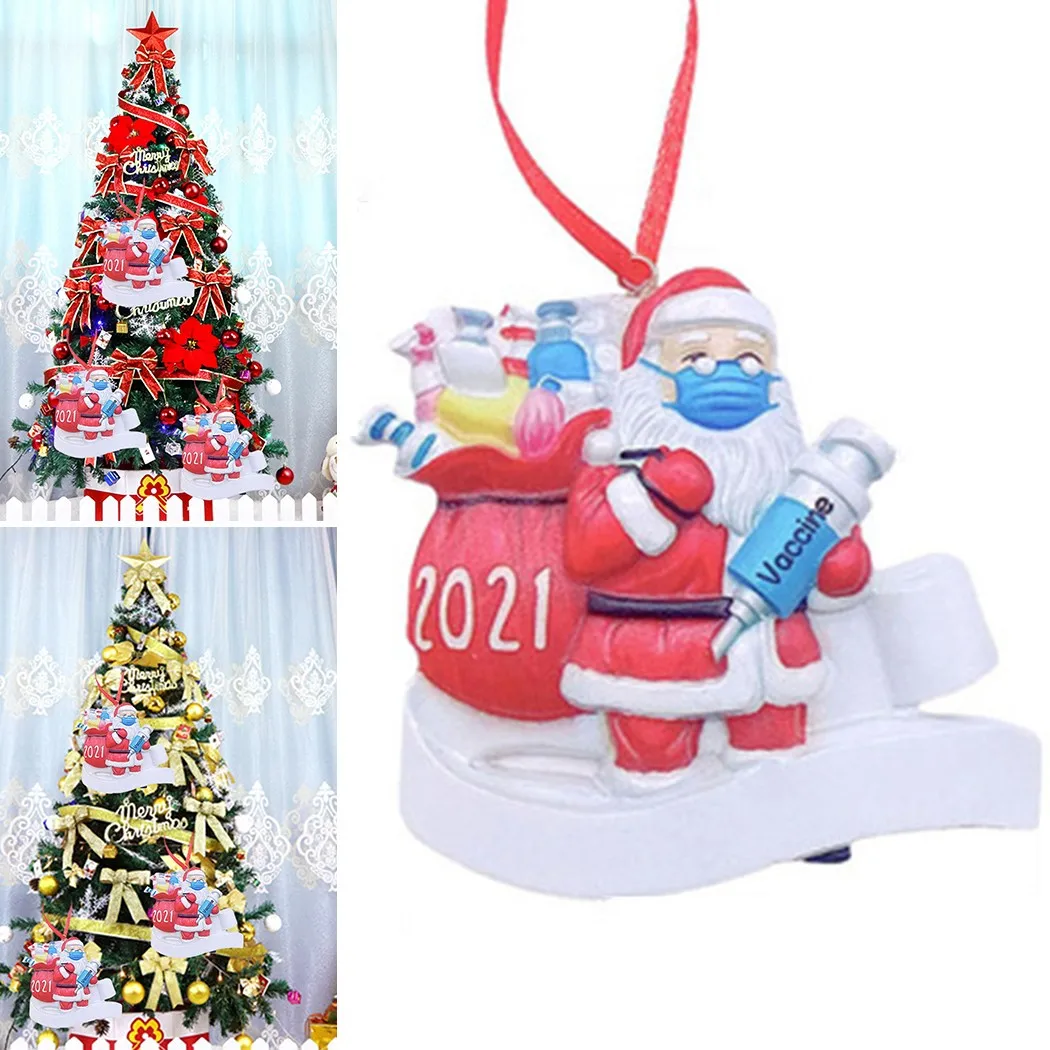 

2021 Merry Christmas Personalized Mask DIY Handwritten Gift Old Man Tree Pendant Xmas Navidad Noel Tree Hanging Decoration