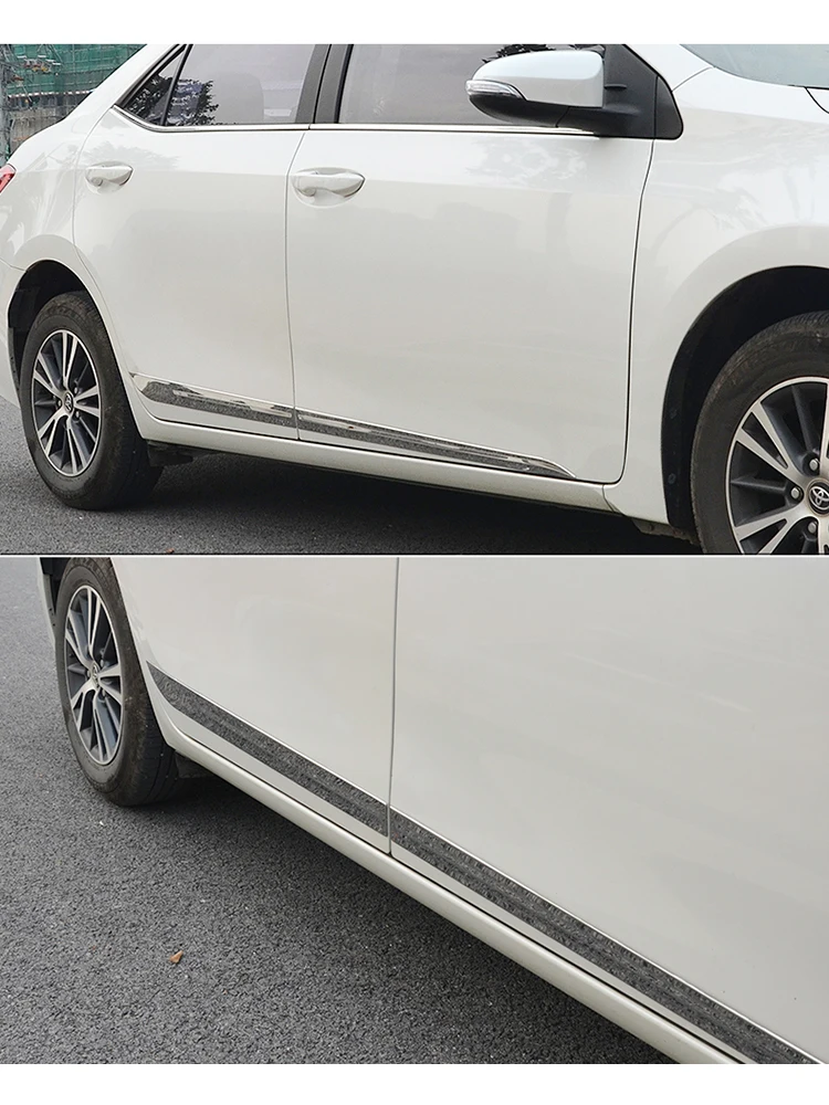 

CAR LOGO 4pcs Stainless steel Chrome Side Door Body Molding Lid Cover Trim Fit For Toyota Corolla 2014 to 2017