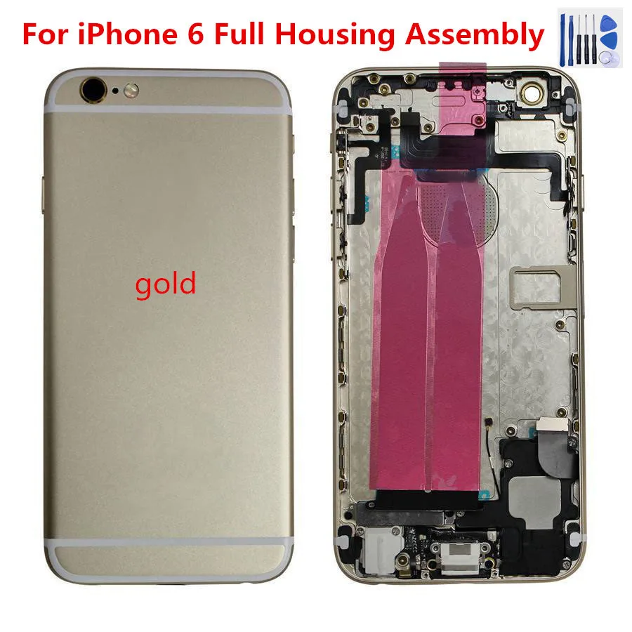 100% Новинка для iPhone 6 6G Полный Корпус в сборе Задний с мелкими деталями 6G|Корпусы и