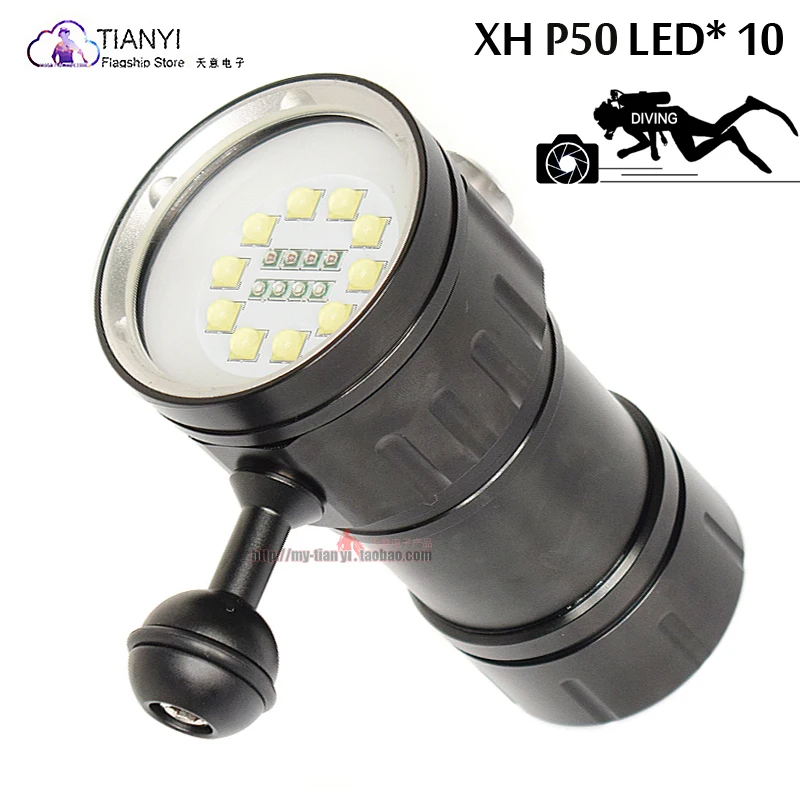 XH P50 Super Bright Lighting Photography Professional Submersible Photographing Fill Light Diving Flashlight Waterproof Lamp