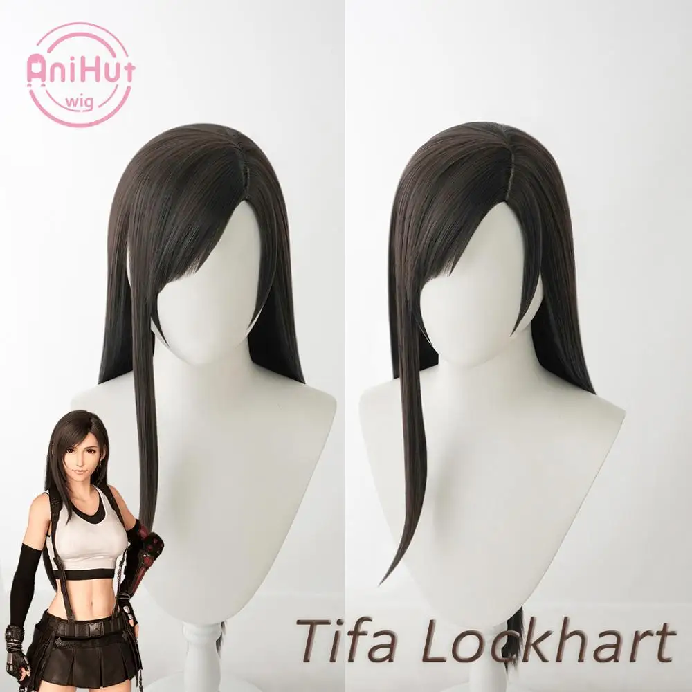[Anihut】tifa Lockhart парик финальная фантазия VII ремейк Косплей черный синтетический