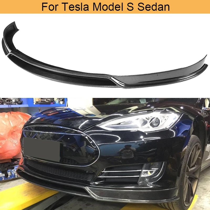 

Автомобильный передний бампер из углеродного волокна, спойлер для Tesla Model S Sedan 4 Door 85D P85D 2012-2015, передний бампер, губа подбородок в двух стилях