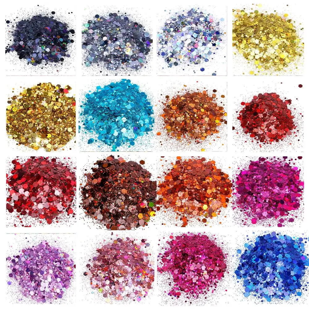 

Holographic Chunky Glitter 24 Colors 200g Face Body Eye Hair Nail Festival Chunky Holographic Glitter Polyester Glitter,J441068