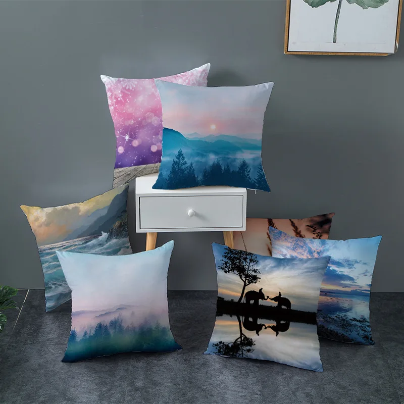 

Peach Skin Cushion Cover Realistic Scene Decorative Pillowcase for Sofa Car Throw Pillows Covers Decor Home Textiles 45*45cm/pc