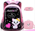Модные школьные сумки для девочек с милым котом, Детский рюкзак с рисунком из мультфильма, детский школьный рюкзак, сумка-портфель для девочек, Пеналы, Mochila