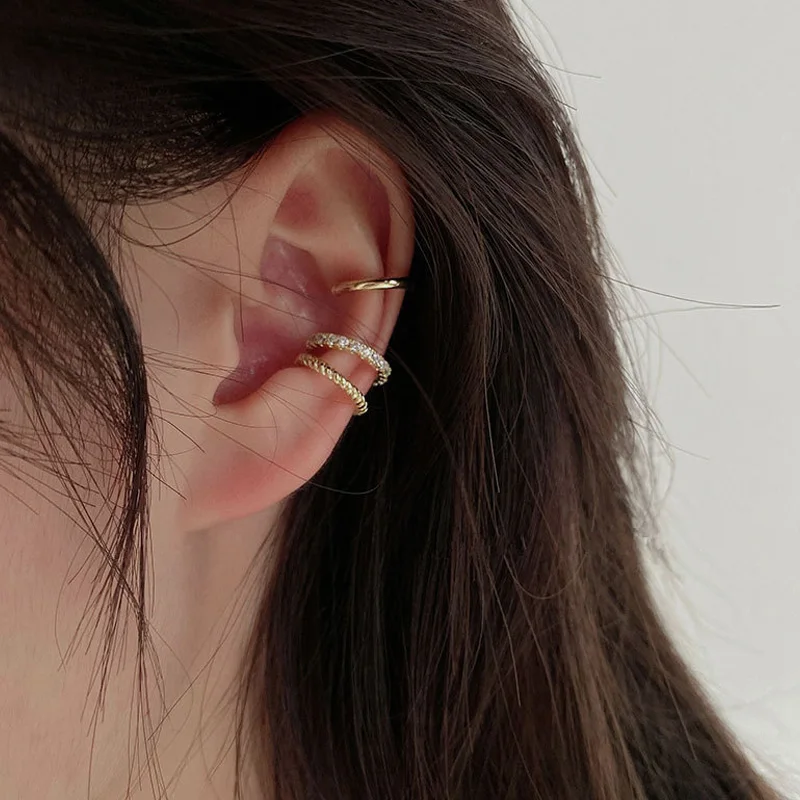 

2021 3 Pcs Ear Cuff Set Ear Clip Earrings Delicate Ear Cuffs Fake Piercing Earrings For Women Trend Jewelry 2021 Gift Earring