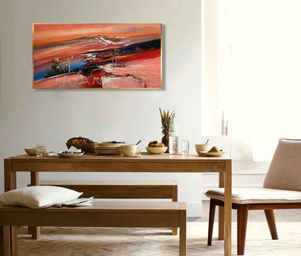 Оригинальная ручная роспись кирпича Красный абстрактный пейзаж картина маслом