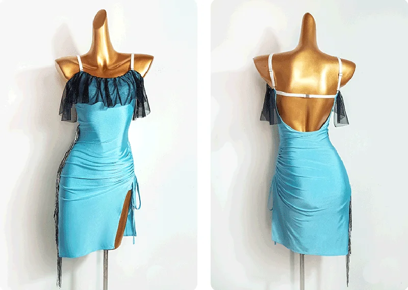 Женское платье для латиноамериканских танцев откровенное танцевальное с