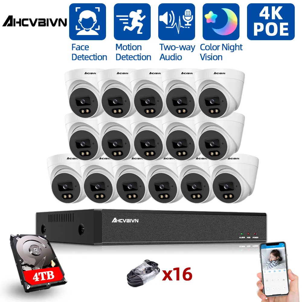 

Камера видеонаблюдения AHCVBIVN, 5 Мп, POE H.265 + 16 каналов, 4K HD