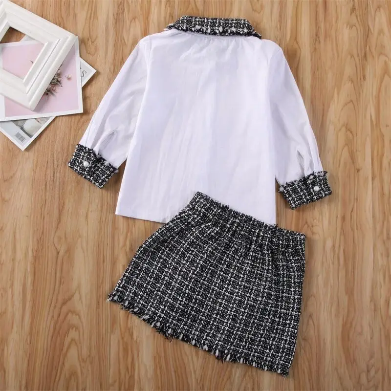 1-6T Toddler Kids Baby Girls Spring Clothes set Long Sleeve T-shirt Top Knitted Skirts Dress Set Elegant Cute Party Sweet Outfit | Детская