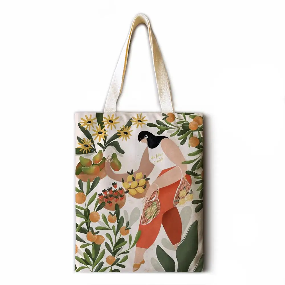 

Simple and modern cotton and linen handbag fashion shoulder bag ladies leisure ecological shopping high quality foldable handbag