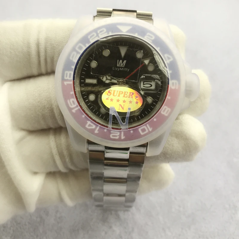 

Mens Watch Automatic Mechanical Movement GMT Noob V3 50M Waterproof Ceramic Bezel Sapphire Crystal Stainless Steel Wristwatches