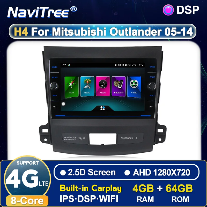 Автомобильный мультимедийный радиоплеер 4 Гб ОЗУ 64 ПЗУ для Mitsubishi Outlander 2005 2014