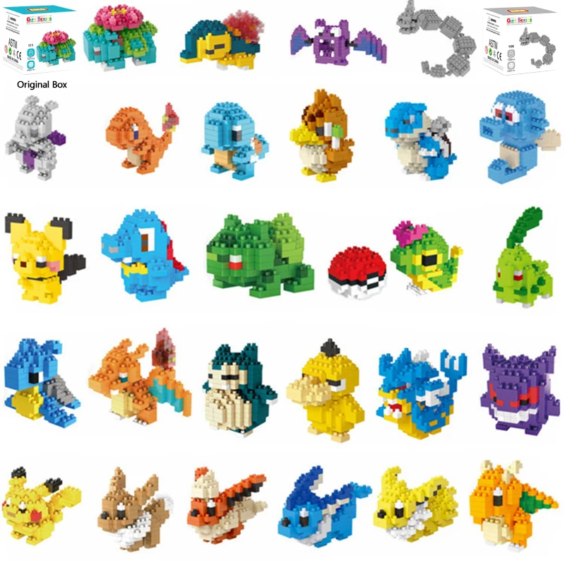 

Mini Building Blocks 3D DIY Micro Brick Educational Toy Pokemon Squirtle Dragonite Charmander Bulbasaur Venusaur Blastoise Ho-Oh