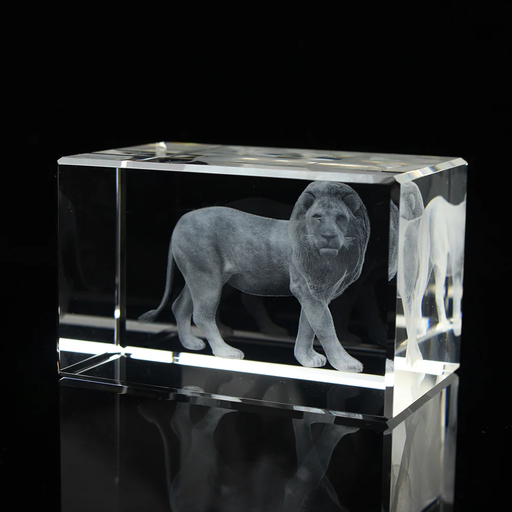 Креативные подарки на день рождения 3D лазерная гравировка Лев кристалл фэншуй