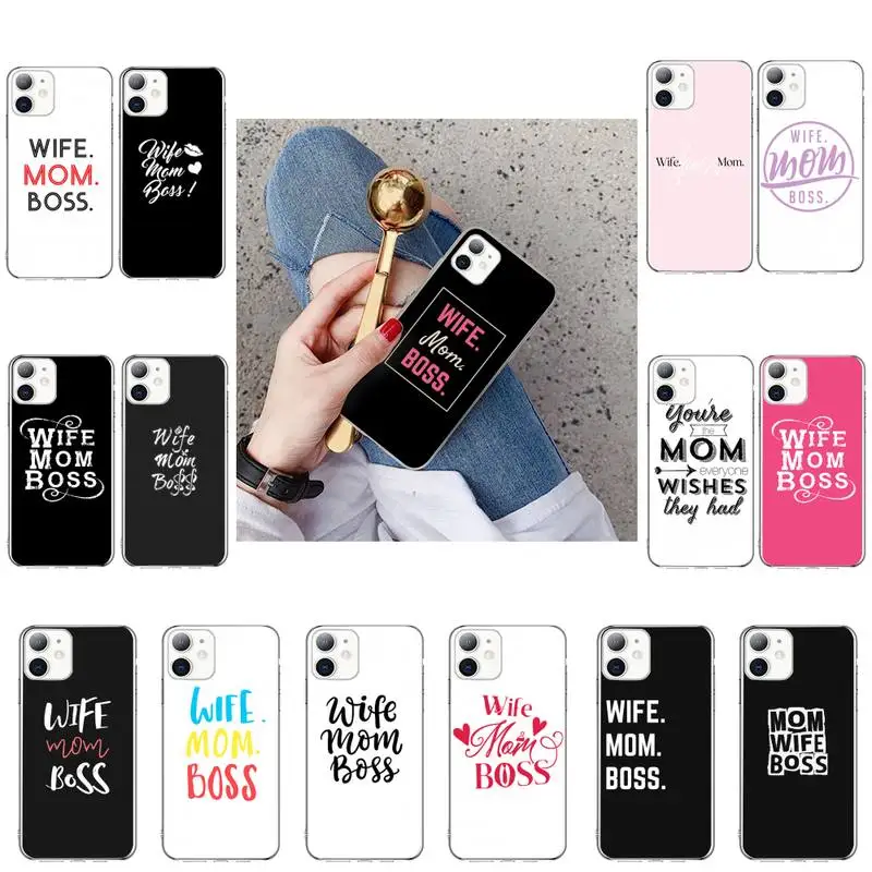 

TOPLBPCS wife mom boss Soft Phone Case Capa for iphone 13 X XS MAX 6 6s 7 7plus 8 8Plus 5 5S SE 2020 XR 11 12pro max