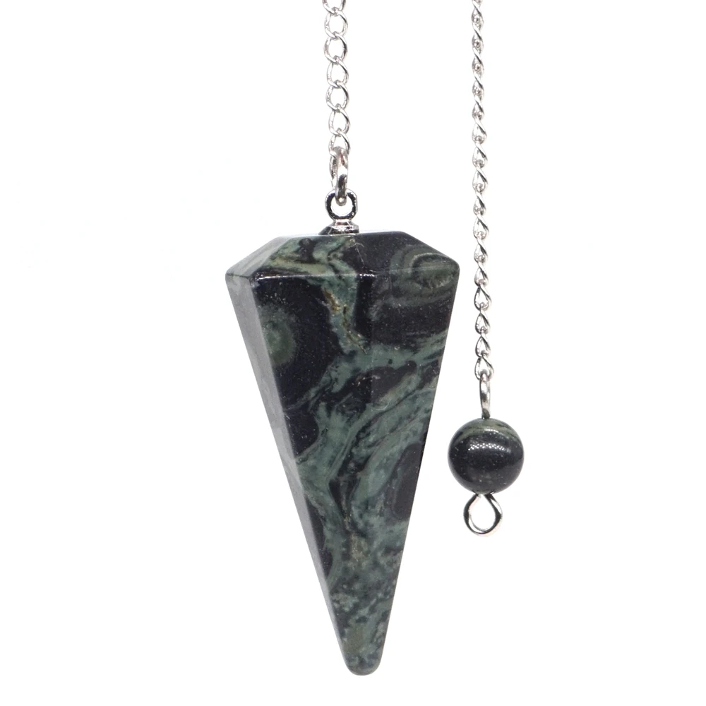 

Natural Gemstone Green Kambaba Jasper Bonded Pendulum Healing Crystal Reiki Dowsing Energy Chakra Tool