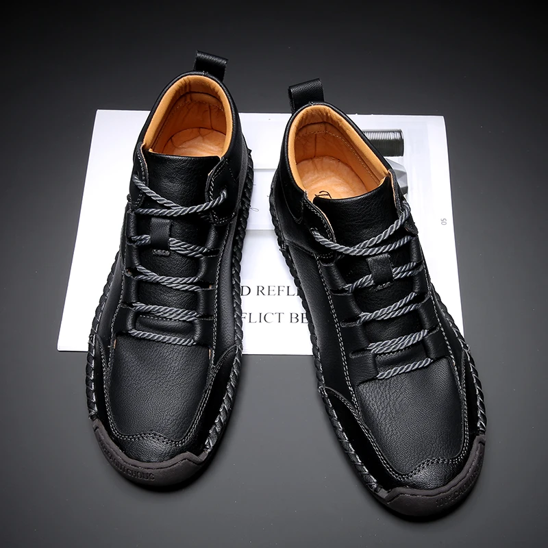 

Hot Sale Genuine Leather Men's Snow Boots Winter Plush Warm Men's Winter Boots Thick Plush Men's Snow Boots