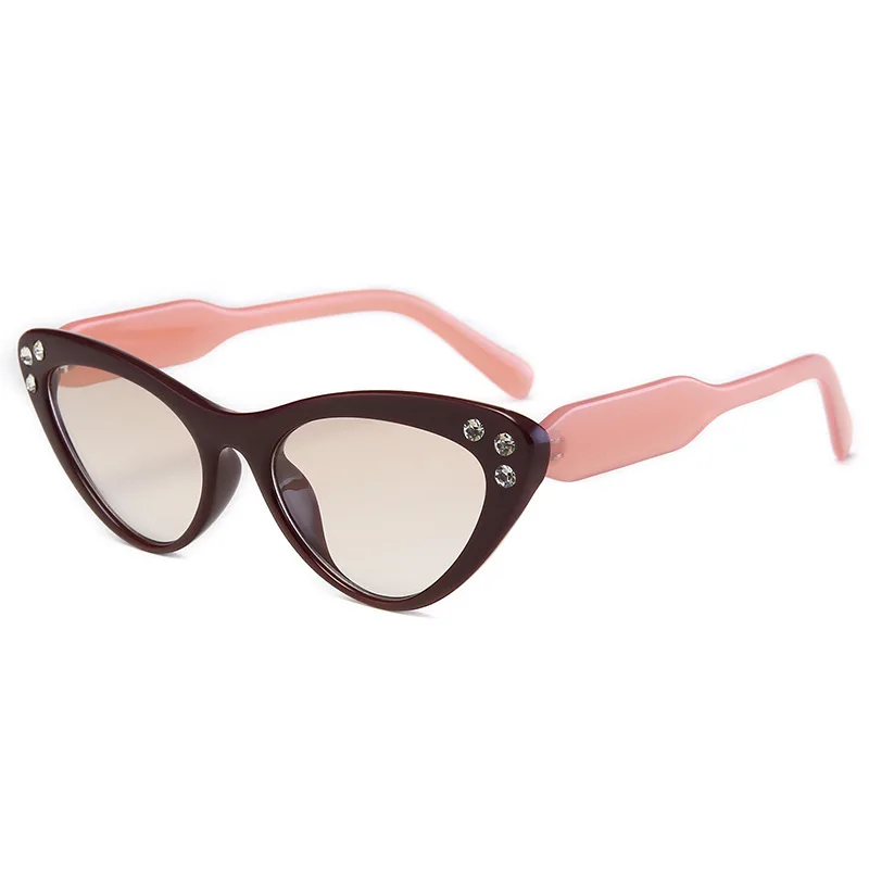 Cat Eye Women's Sunglasses Trendy Gradient Diamond Inlaid Lens Fashion Female Celebrity Vacation Glasses | Автомобили и