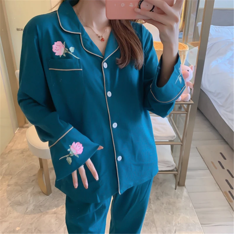 Новый стиль пижамы Женская с длинным рукавом корейская мода повседневная
