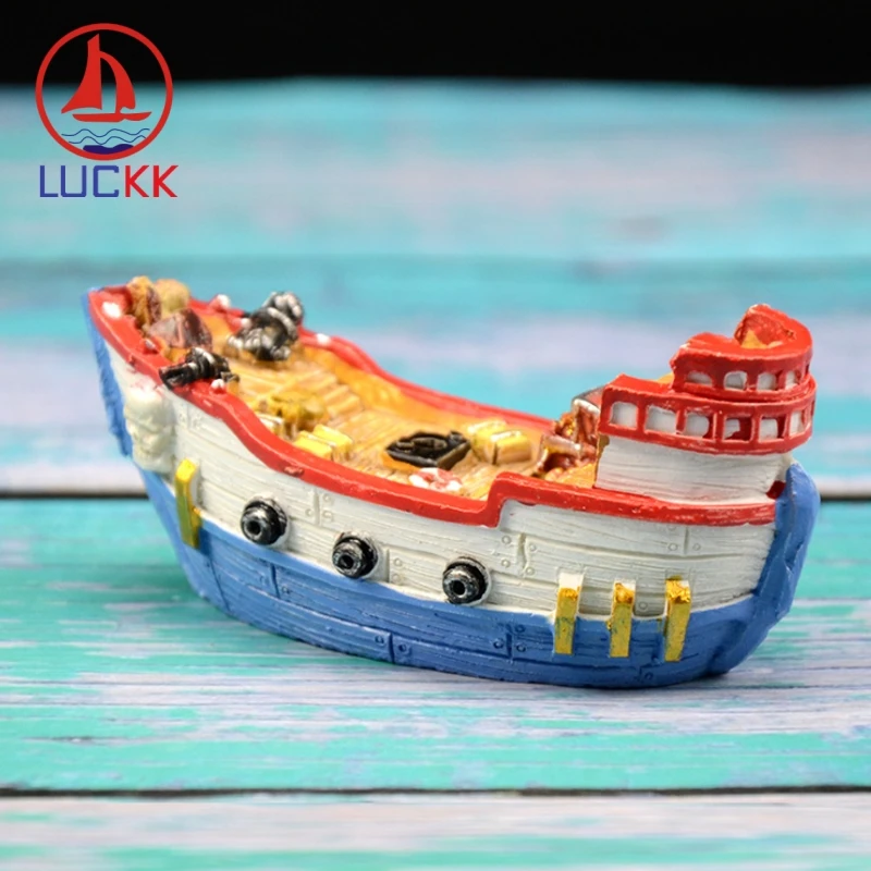 Пиратские корабли LUCKK из смолы 10 см набор 4 предметов мини украшения для аквариума
