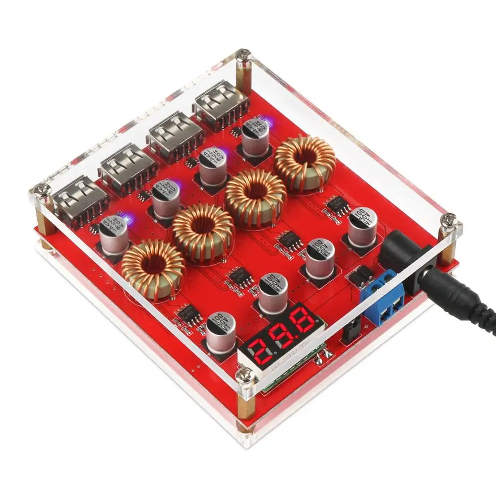 Buck Converter Voltage Regulator DC 8-30V to 5V Power Supply Transformer Charge Adapter Module 4 USB Port Support QC 3.0 2.0 | Электроника