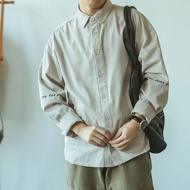 

Japanese Vintage Shirt Casual Loose Harajuku Long Sleeve Fashion Button Up Streetwear Shirt Camisa Hombre Men's Clothing DB60SH