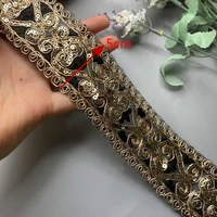 1 yard sequin lace trims floral ribbon ethnic embroidered for bridal lace diy sewing material dress decoration guipure supplies