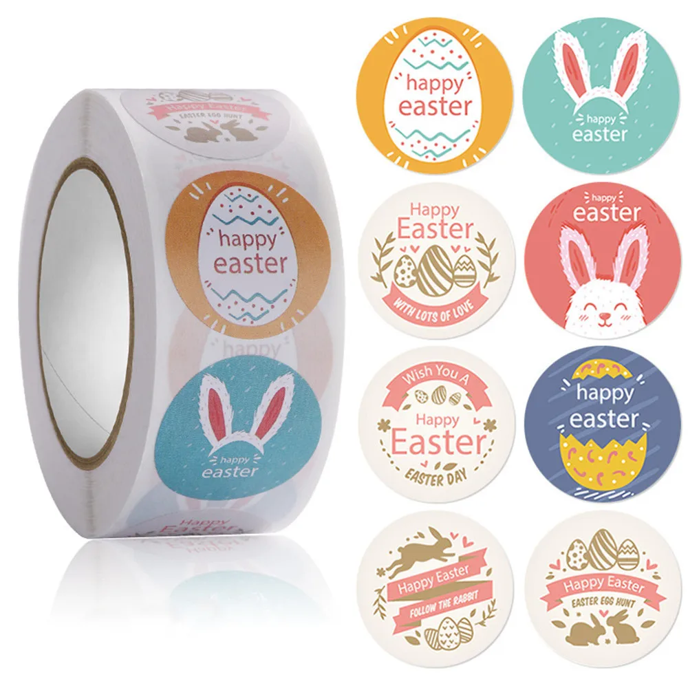 

500pcs Cartoon Animal Easter Rabbit Stickers Happy Easter Eggs Decoration Scrapbooking Sticker Easter Party Gift Sealing Labels
