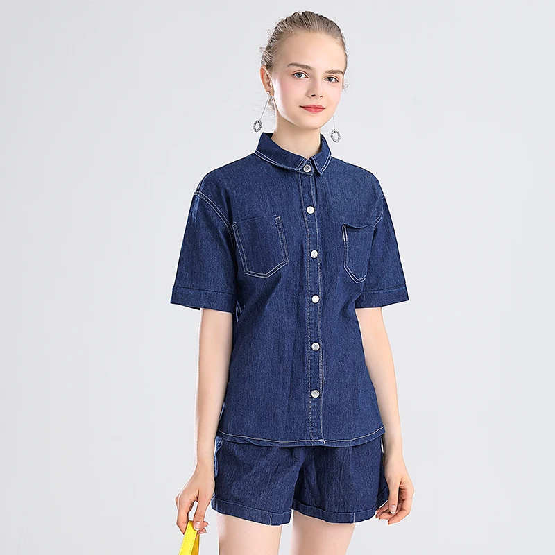 

Женский джинсовый комплект из двух предметов, комплект из двух предметов с шортами, летний комплект из двух предметов в уличном стиле, 2021