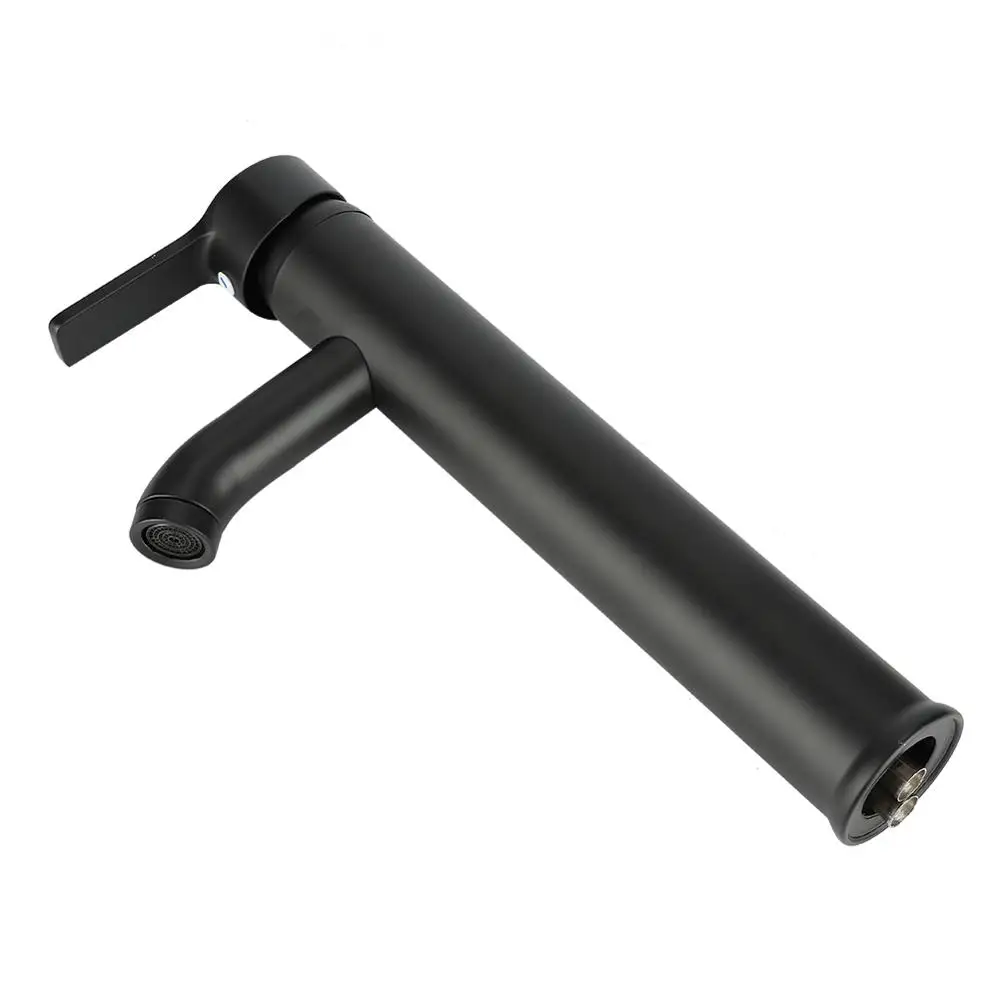 Черный смеситель для раковины из нержавеющей стали с одной ручкой в ванную