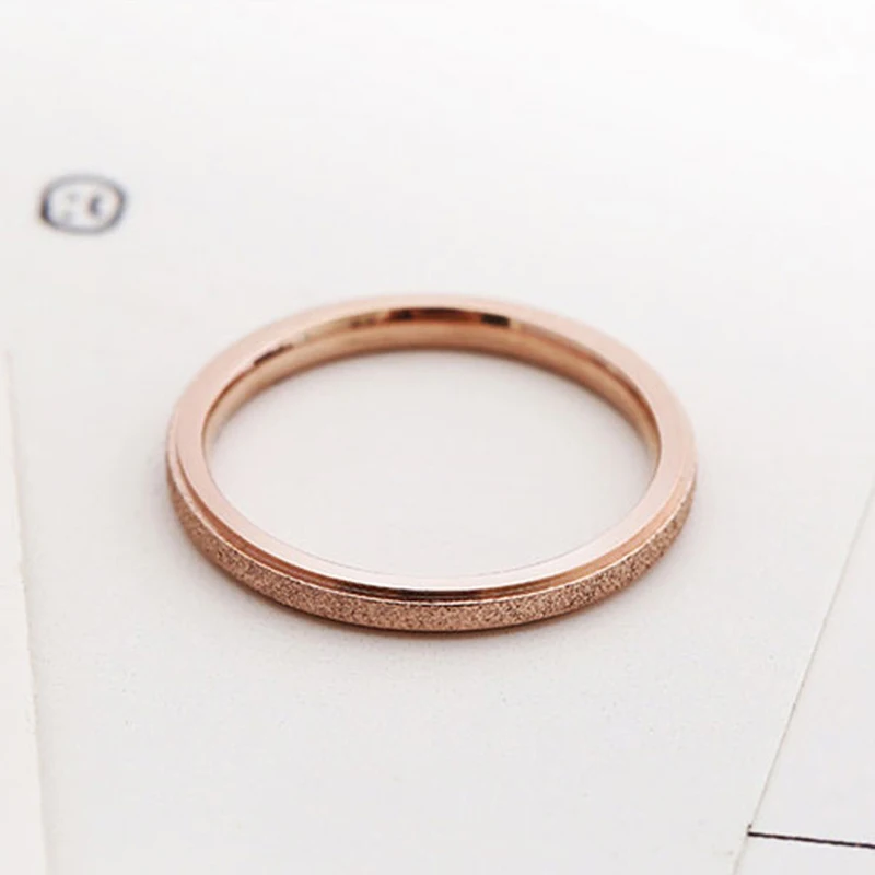 AS-924-Rose Gold-R Простое песчаное серебряное кольцо из нержавеющей стали обручальное кольцо пара колец модные ювелирные изделия женские аксессуары Anillos Mujer - Цвет основного камня: AS-924-Rose Gold-R