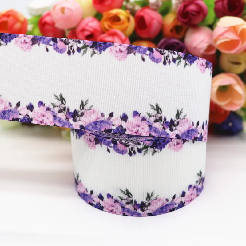 

50 Yards 1.5'' 38MM Flower Printed Grosgrain Ribbons For Hair Bows DIY Handmade Materials Y19082003
