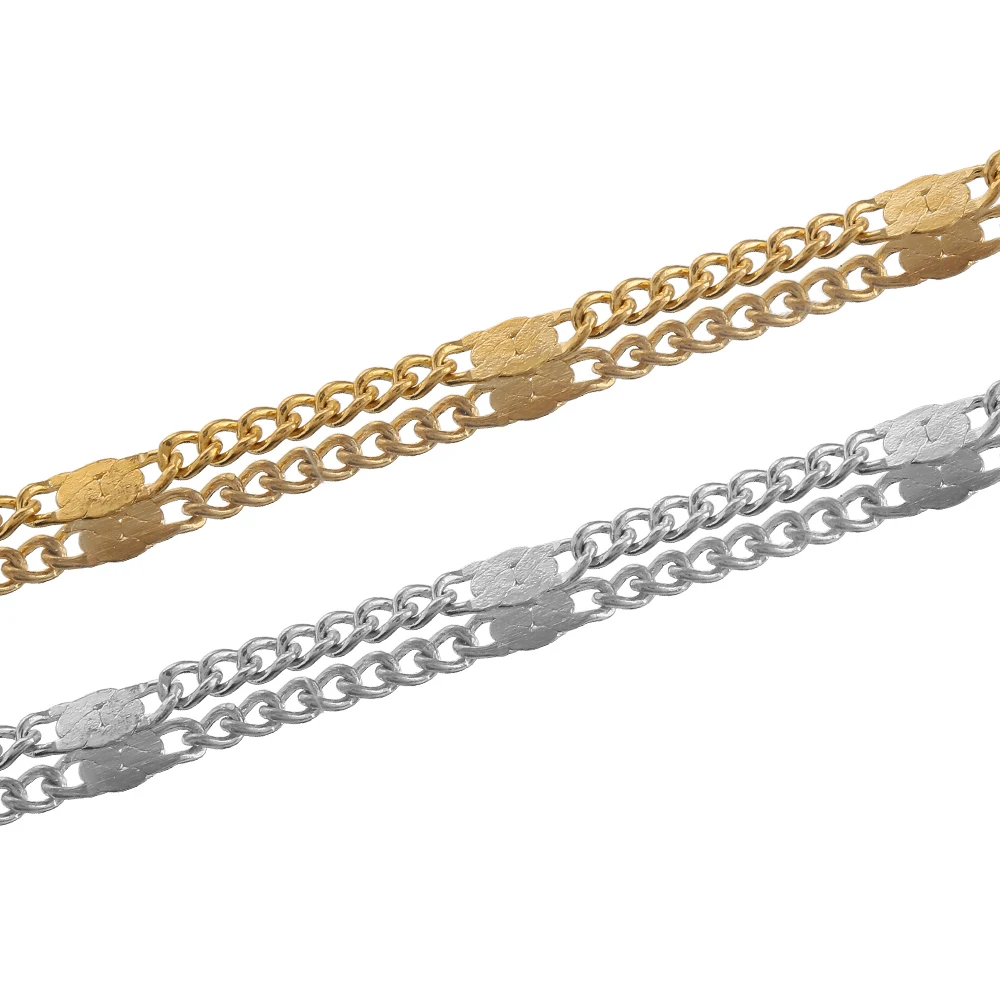 

Позолоченные плоские скрученные Звенья из нержавеющей стали длиной 1 метр, цепочки для рукоделия, ожерелье, браслеты, колье-цепочка в стиле ...