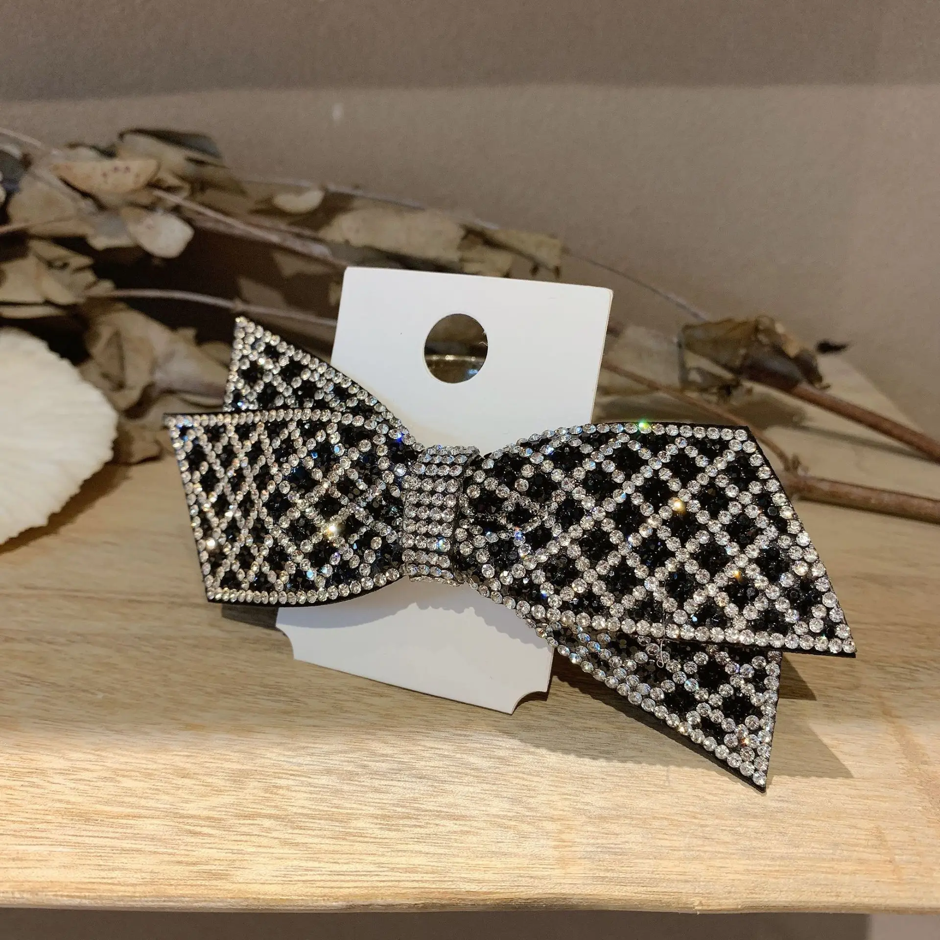 

Korean Hair Accessories Etrendy New Black Shinning Rhinestone Paved Big Bowknot Hair Jewelry Hairclip