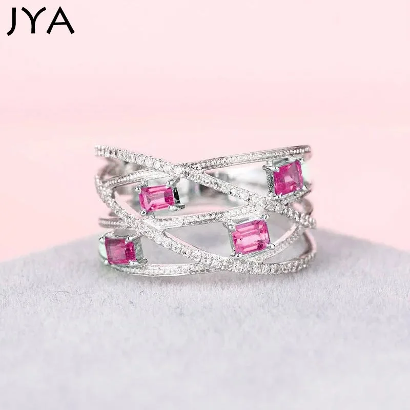 JYA Двухслойное кольцо простое модное преувеличенное розовое красное светло