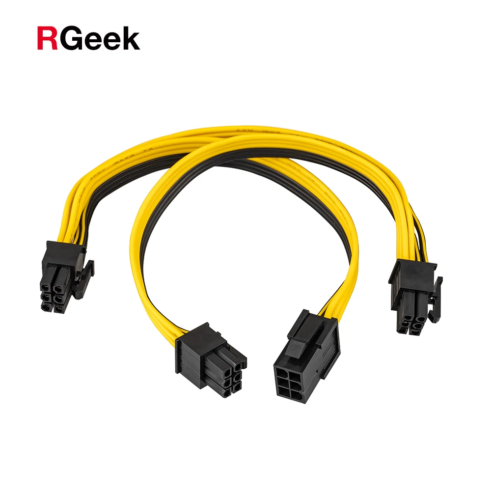 Удлинительный кабель RGEEK PCI-E PCIe питания 20 см с внутренним разъемом на 3 6P внешний
