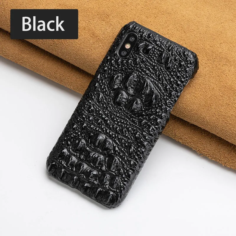Black Head Роскошный чехол для телефона из воловьей кожи для iPhone Xr 6 6s 7 8 Plus X Xs Max, чехол с текстурой крокодиловой задней панели для 6p 6s p 7p 8p - Цвет: Black Head