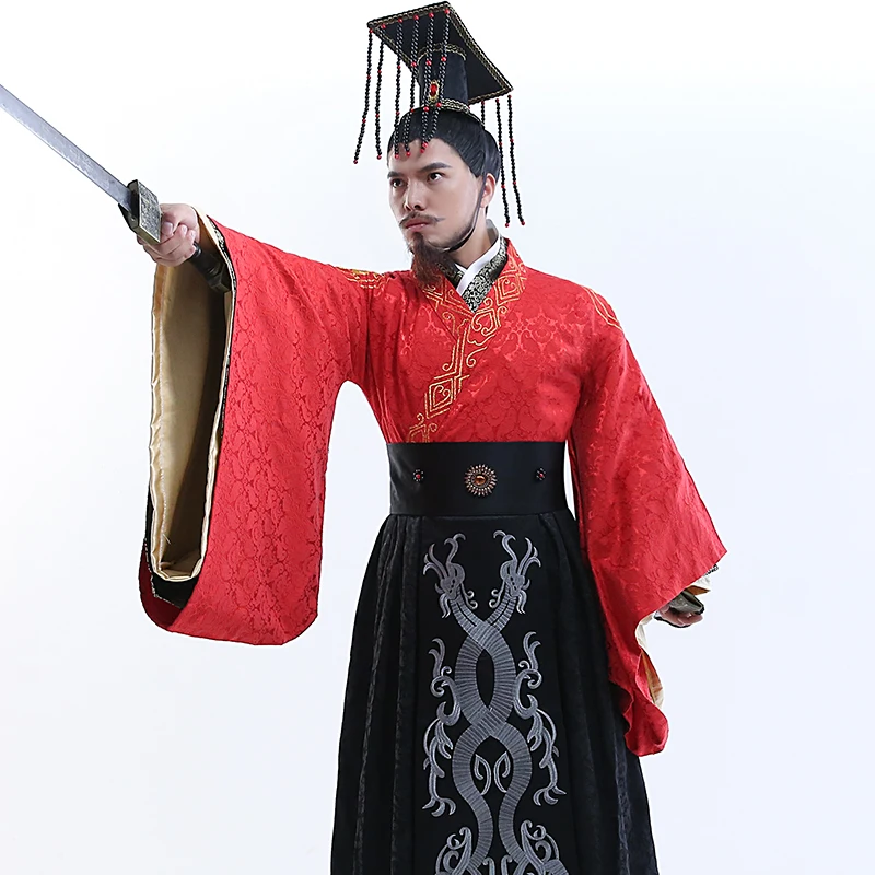 

Hanfu Men cosplay Chinese traditional dress Ancient Dragon robe Hanwu Casual costumes emperor stage performance costumes set