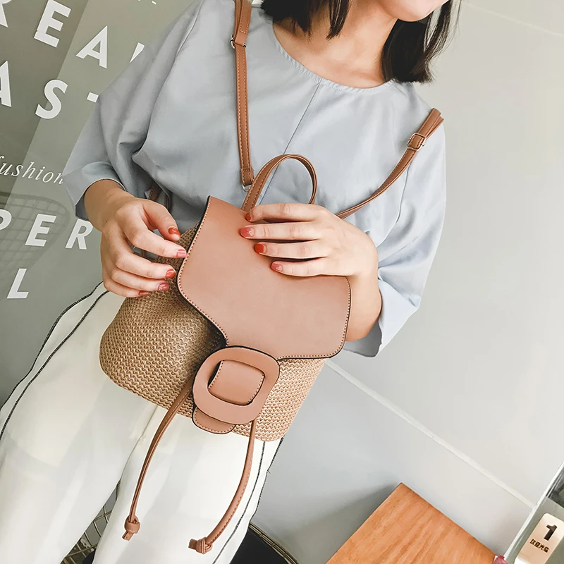 Женский соломенный рюкзак YBYT маленький школьный или дорожный для девочек