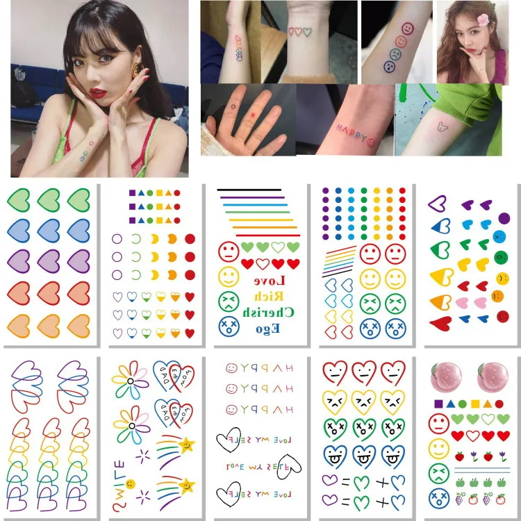 

30pcs Woman Waterproof Temporary Tattoo Fake Tattoo Sticker on The Body Cartoon Colorful Art Temporal Tattoos Decals